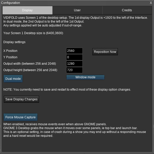 Config panel